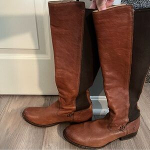 Frye Brown Molly Gore Elastic Riding Boots Classic Leather